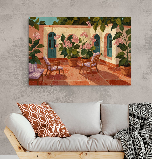 Courtyard in Soft Bloom - Canvas Art