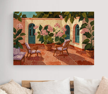 Courtyard in Soft Bloom - Canvas Art
